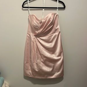 David’s Bridal Mini Party Dress. Light Baby pink, strapless, silk